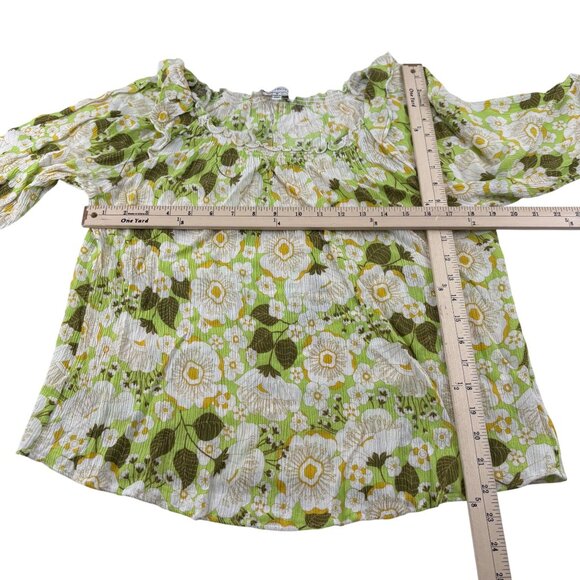 Rose+Olive 70s retro vibe Floral Off-Shoulder Blouse Medium 100% Rayon - Picture 5 of 6